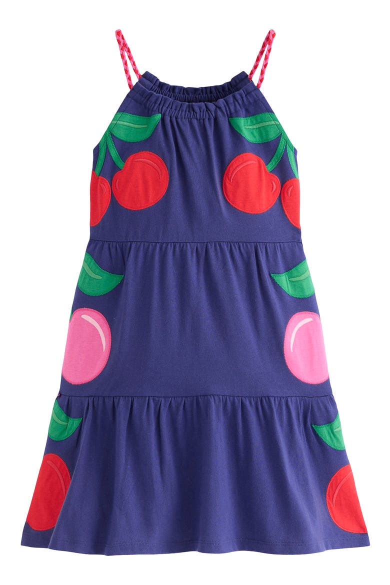 Kids' Enola Appliqué Cotton Jersey Dress, Main, color, STARBOARD BLUE GIANT CHERRIES