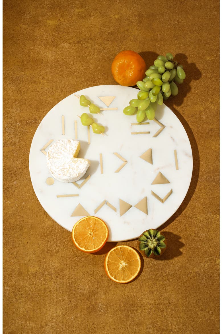 Aristocrat Geometric Marble Platter, Alternate, color, WHITE/ GOLD