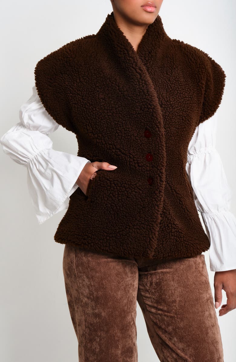 The Lulo Project Bolsa Faux Shearling Vest, Alternate, color, Chocolate 18