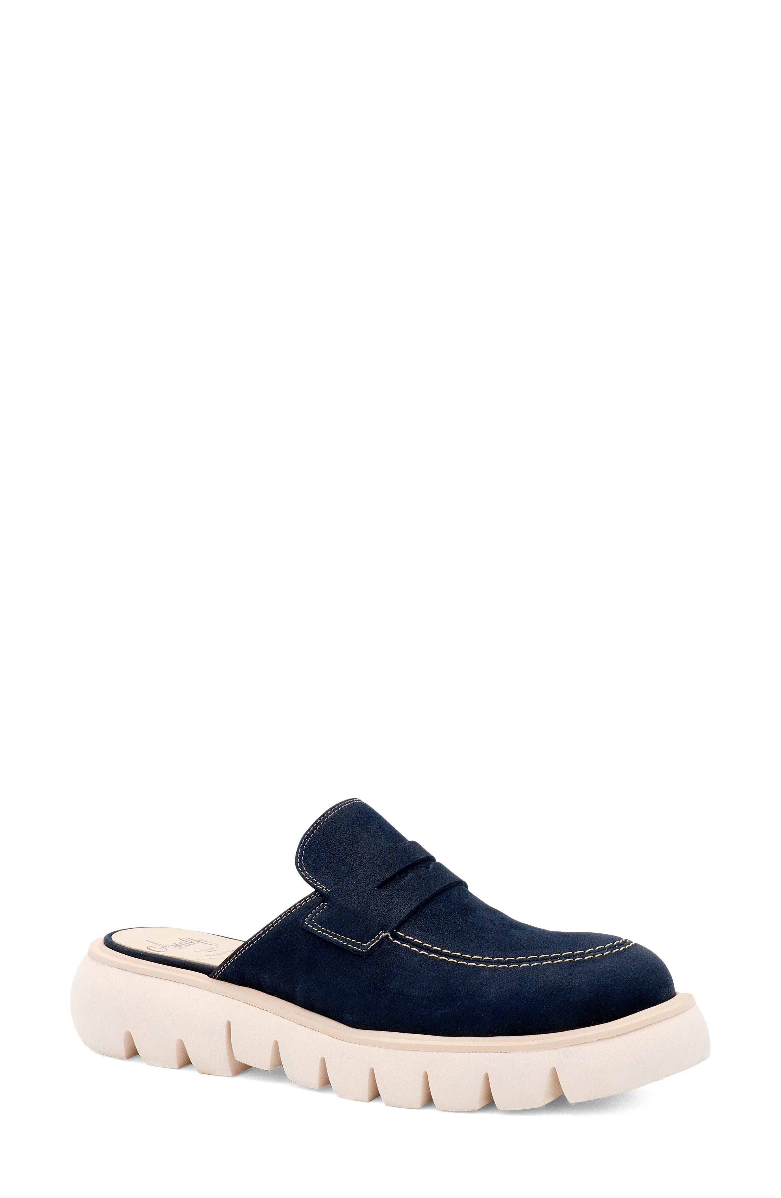 Amalfi by Rangoni Rapido Lug Sole Penny Loafer, Main, color, Navy Long Beach