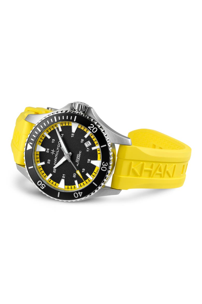 Khaki Scuba Automatic Rubber Strap Watch, 40mm, Alternate, color, BLACK