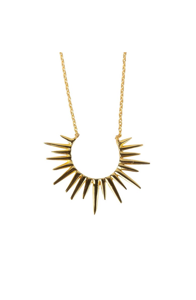 Ten Thousand Villages Kiranon Sunburst Gold Pendant Necklace, Main, color, Multi Color