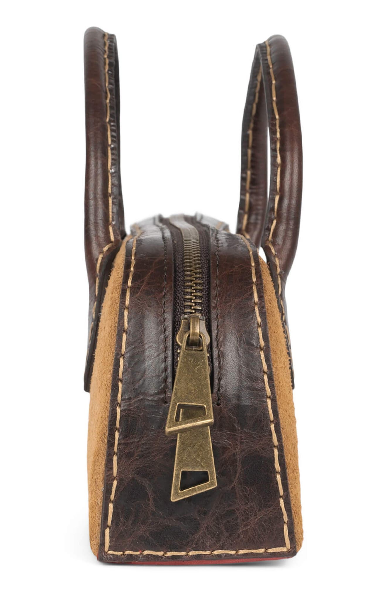 Jeffrey Campbell Inventor Handbag, Alternate, color, Tan Suede Combo