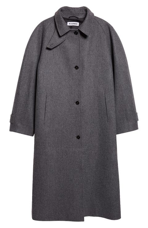 Oversized Raglan Sleeve Wool Blend Coat