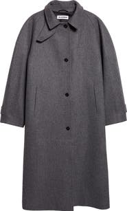 Jil Sander Oversized Raglan Sleeve Wool Blend Coat
