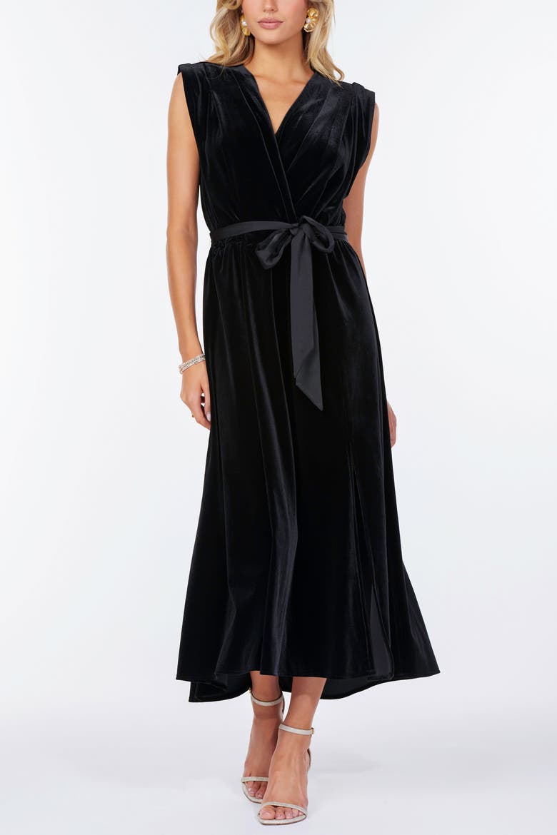Luxe Velvet Aeries Wrap Dress, Main, color, Black