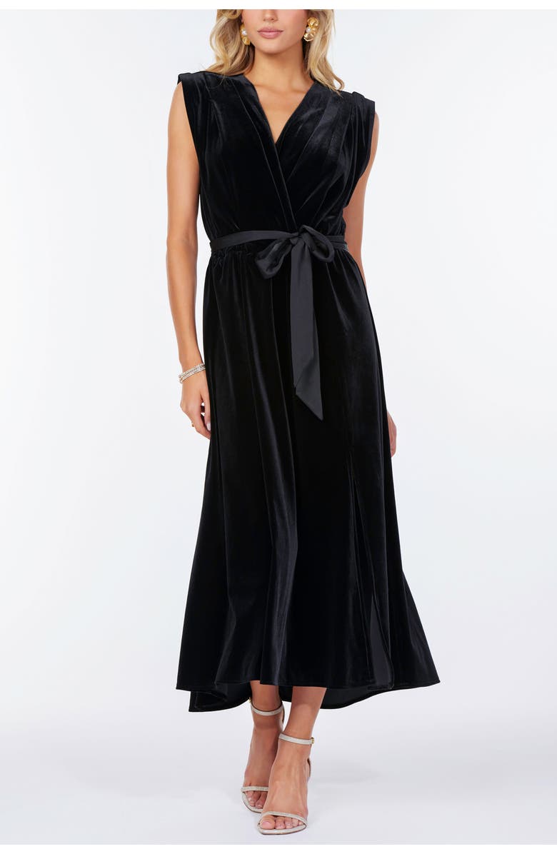 Bishop + Young Luxe Velvet Aeries Wrap Dress, Main, color, Black