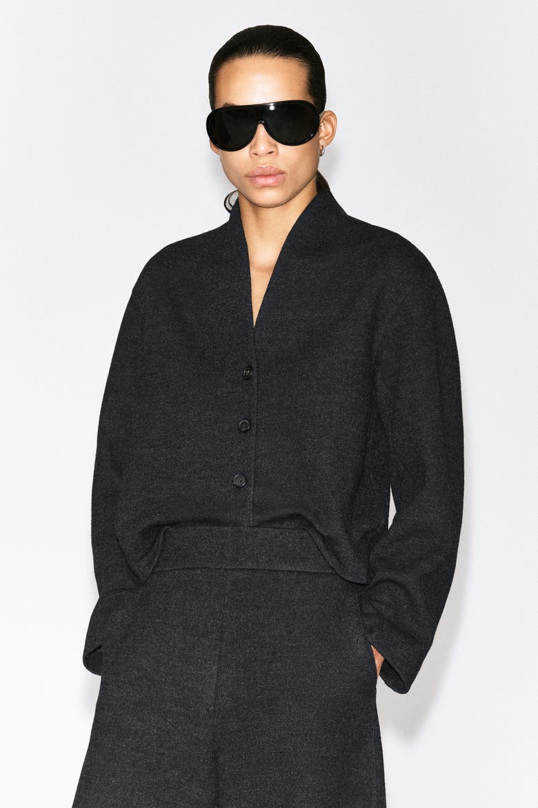 Boiled Wool-blend Barrel-leg Pants, Alternate, color, CHARCOAL MÉLANGE