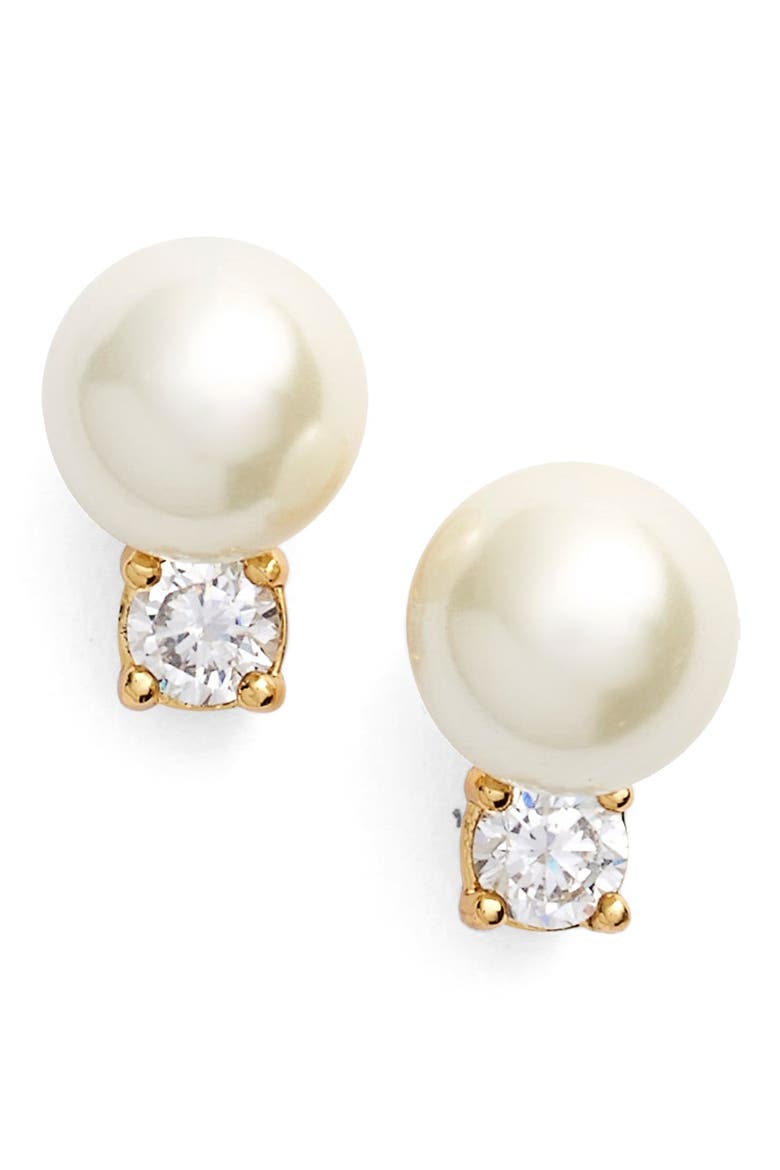 pearls of wisdon imitation pearl stud earrings, Main, color, CREAM MULTI