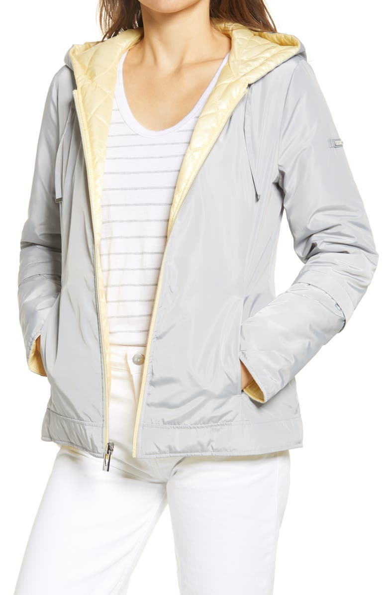 Via Spiga Reversible Hooded Puffer Jacket, Main, color, Yellow