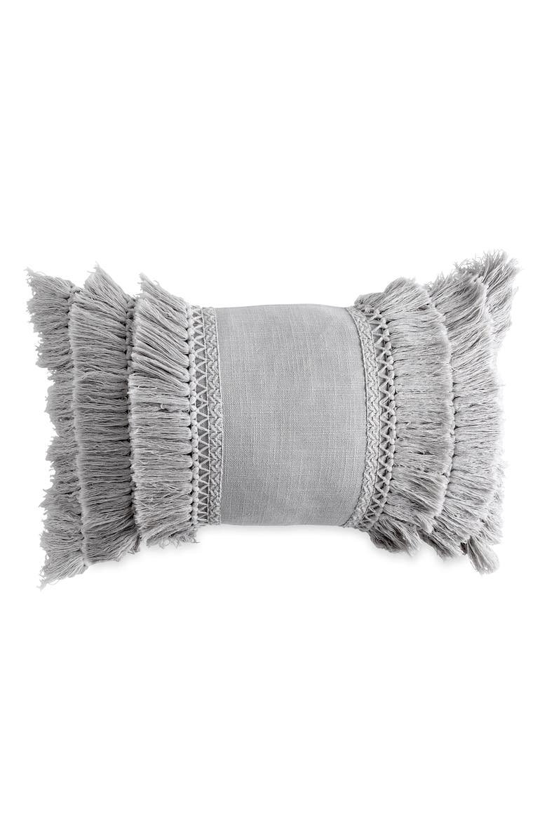 Peri Home Fringe Pillow, Main, color, Grey