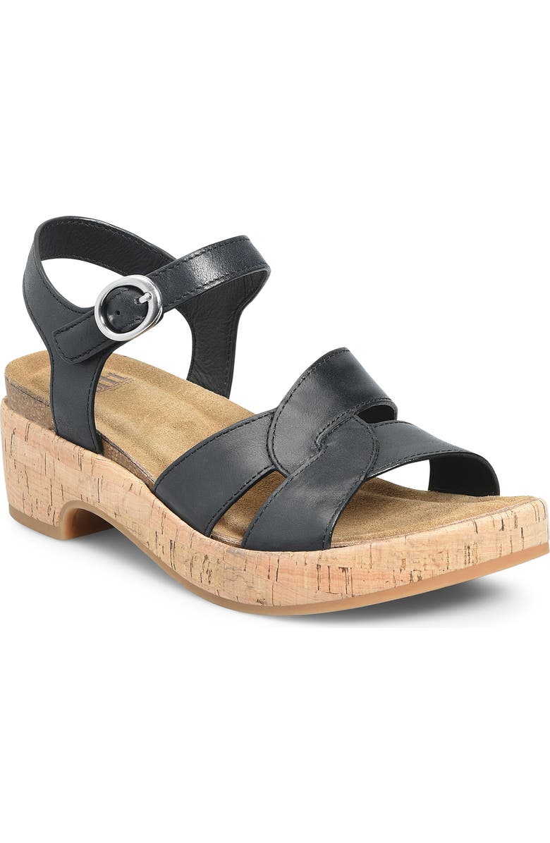 Söfft Capri Ankle Strap Platform Sandal, Main, color, Black
