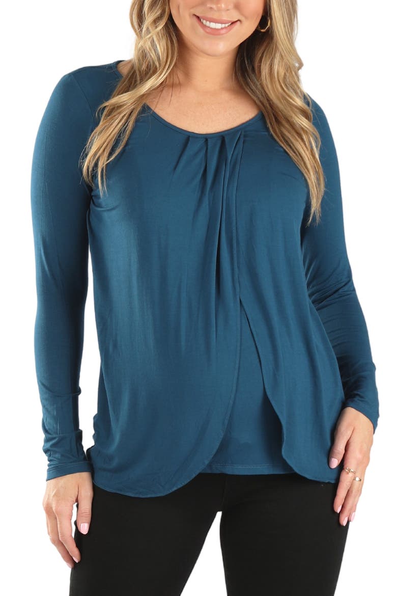 Petal Front Maternity/Nursing Top, Main, color, TEAL