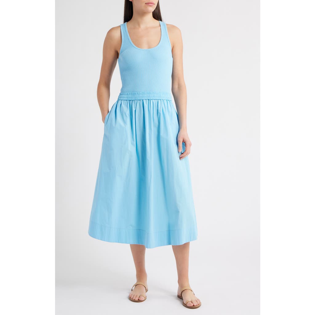 Nation Ltd Sadelle Clean Combo Midi Dress In Day Dream