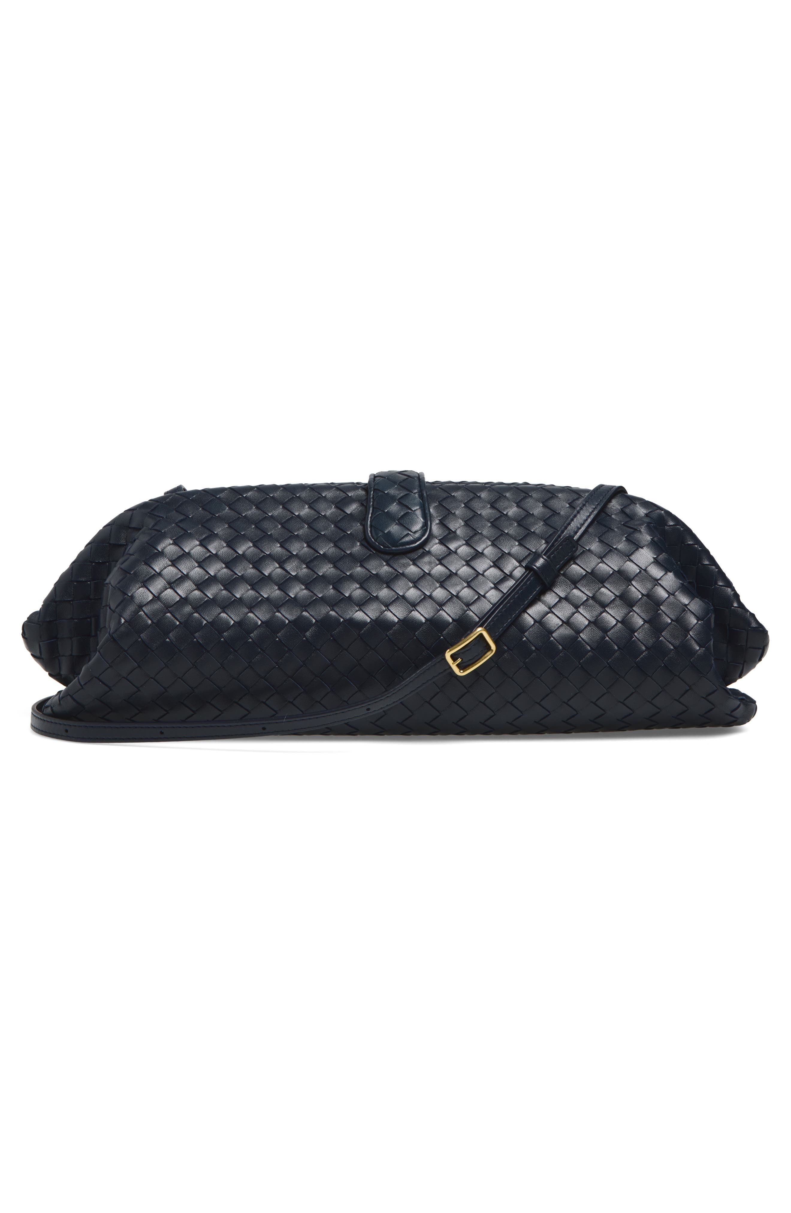 Bottega Veneta Lauren Intrecciato Clutch, Alternate, color, 4346 Midnight-Brass V