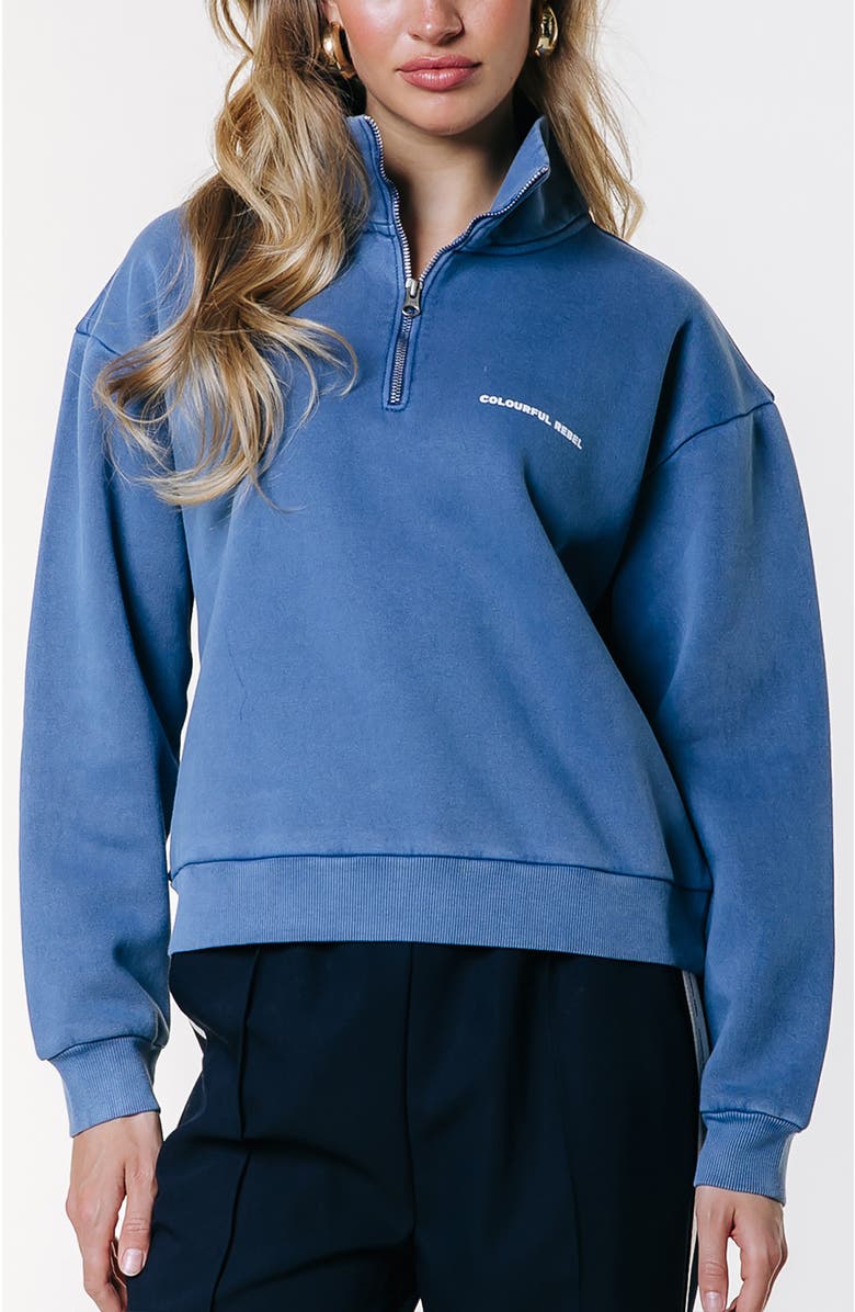 Colourful Rebel CR 85 Washed Zip Sweat, Main, color, Blue