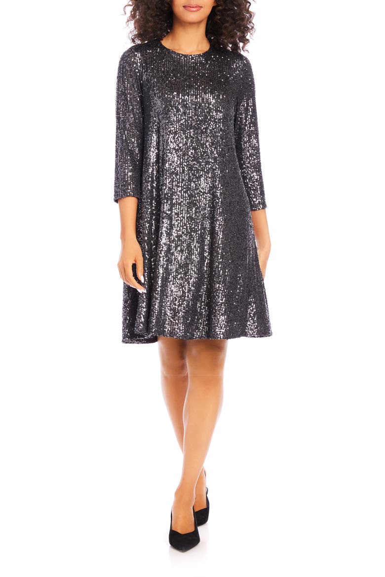 Sequin Swing Dress, Main, color, SMOKE
