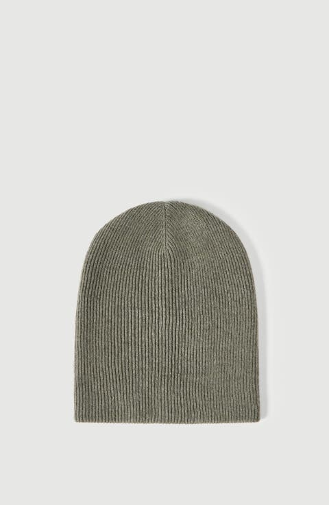 Cashmere English rib knit beanie