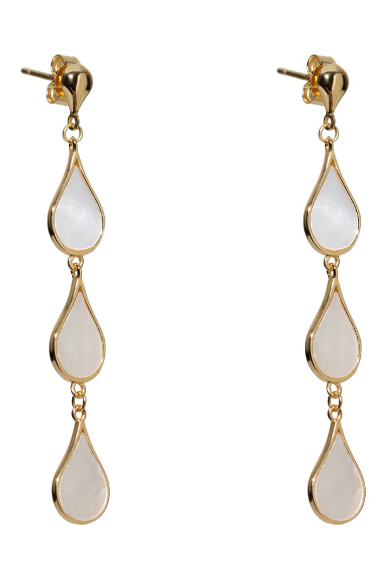 Triple Mother-of-Pearl Teardrop Earrings, Main, color, GOLD