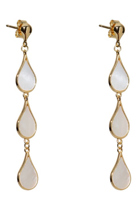 Triple Mother-of-Pearl Teardrop Earrings