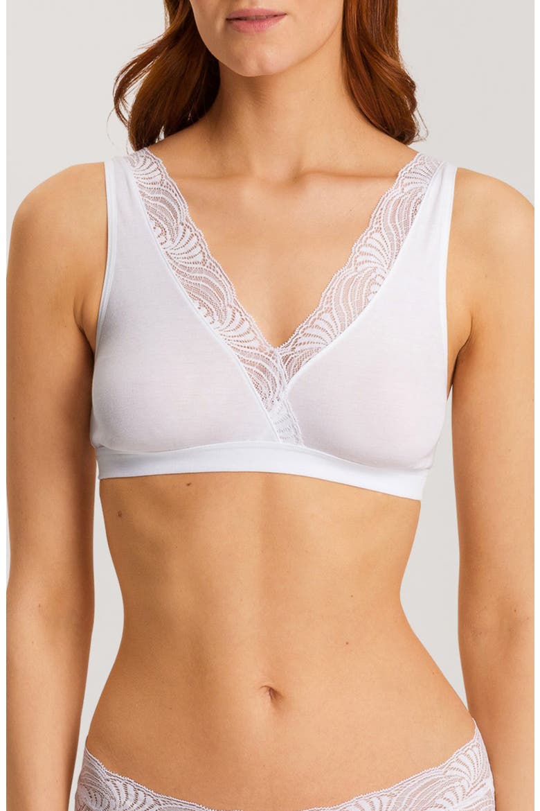 Cotton Delight Wireless Lace Trim Soft Cup Bra, Main, color, WHITE