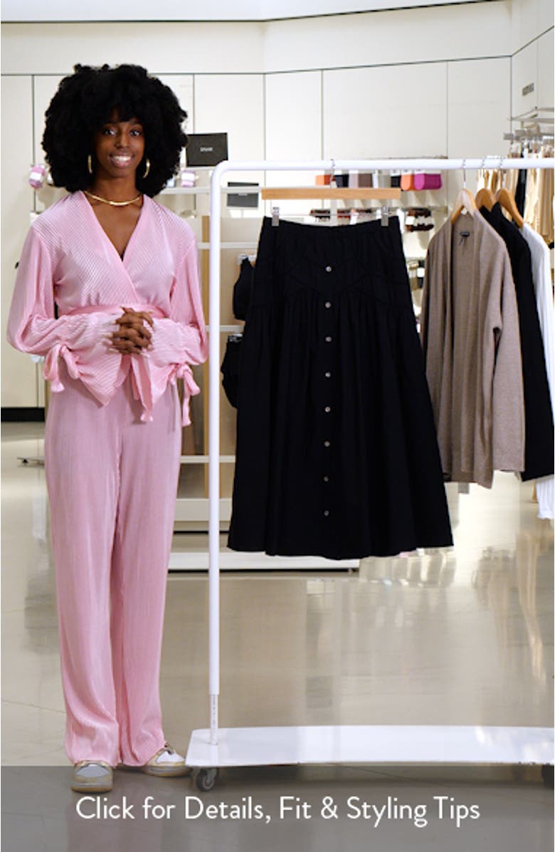 Pintuck Cotton Midi Skirt, sales video thumbnail