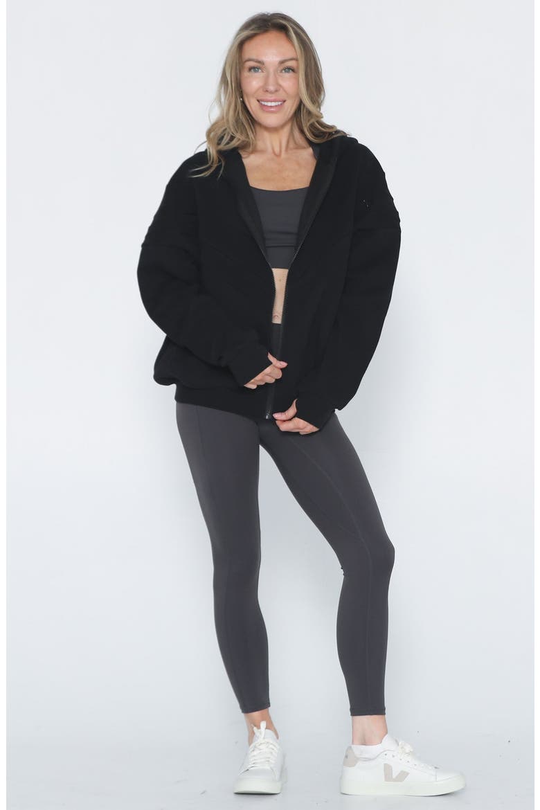 Isabella Organic Nursing and Pregnancy Full Zip Hoodie, Alternate, color, Noir
