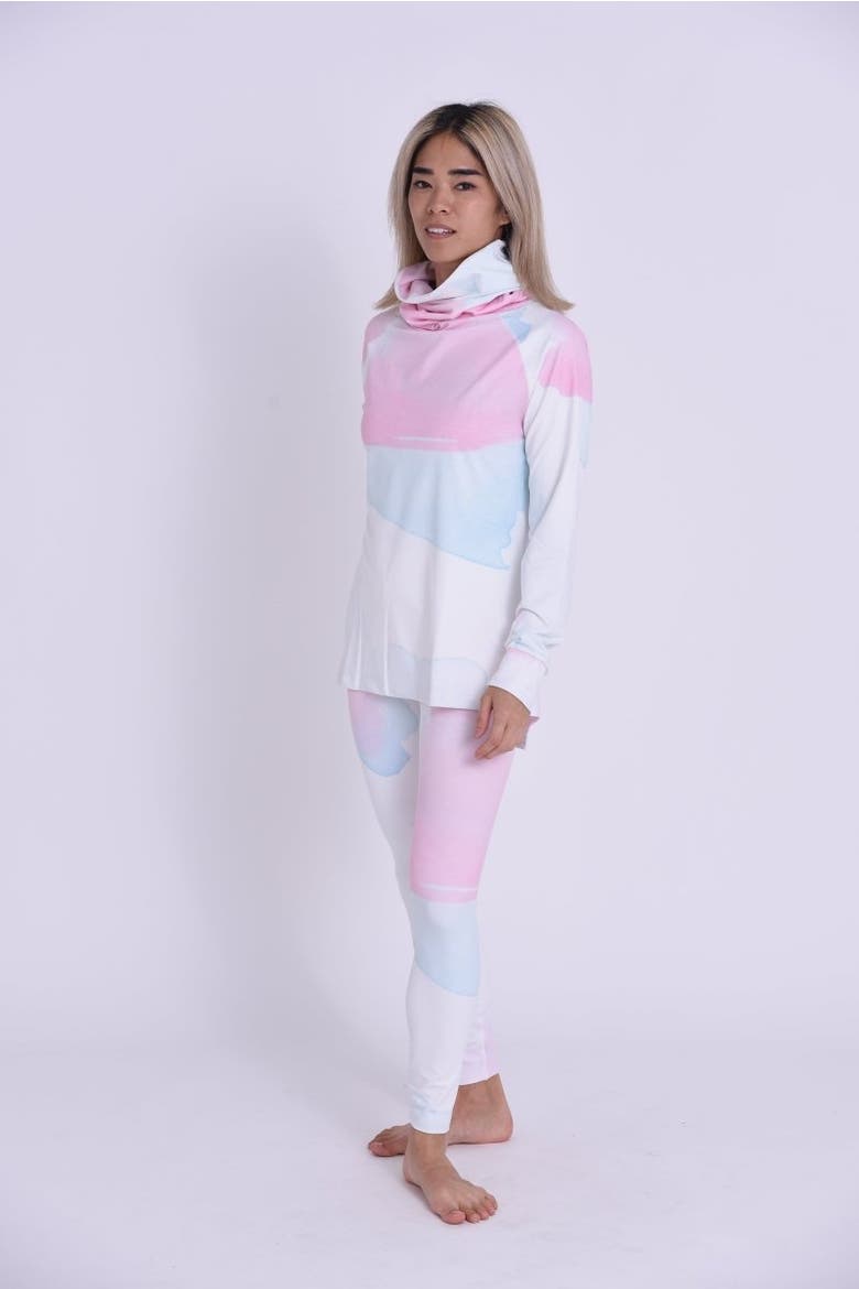 High Neck Baselayer Top Watercolour Women's, Alternate, color, Pink, Multicolor