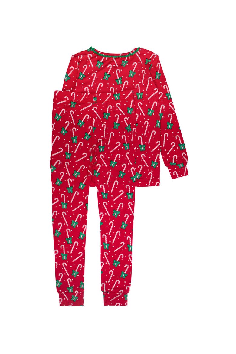 Girls SoftSnooze Ruffle Long Sleeve Pajama Set, Alternate, color, Candy Cane Cutie