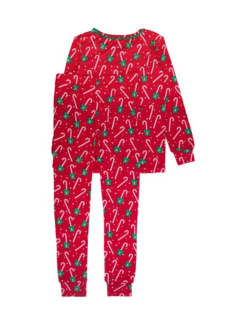 Rufflebutts Girls Softsnooze Ruffle Long Sleeve Pajama Set In Red