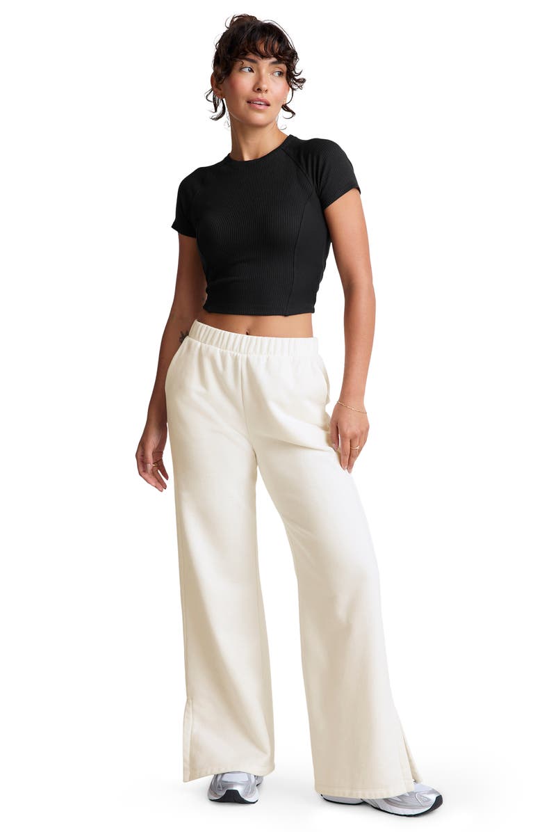 Beyond Yoga Rib Crop Short Sleeve Top, Alternate, color, Black