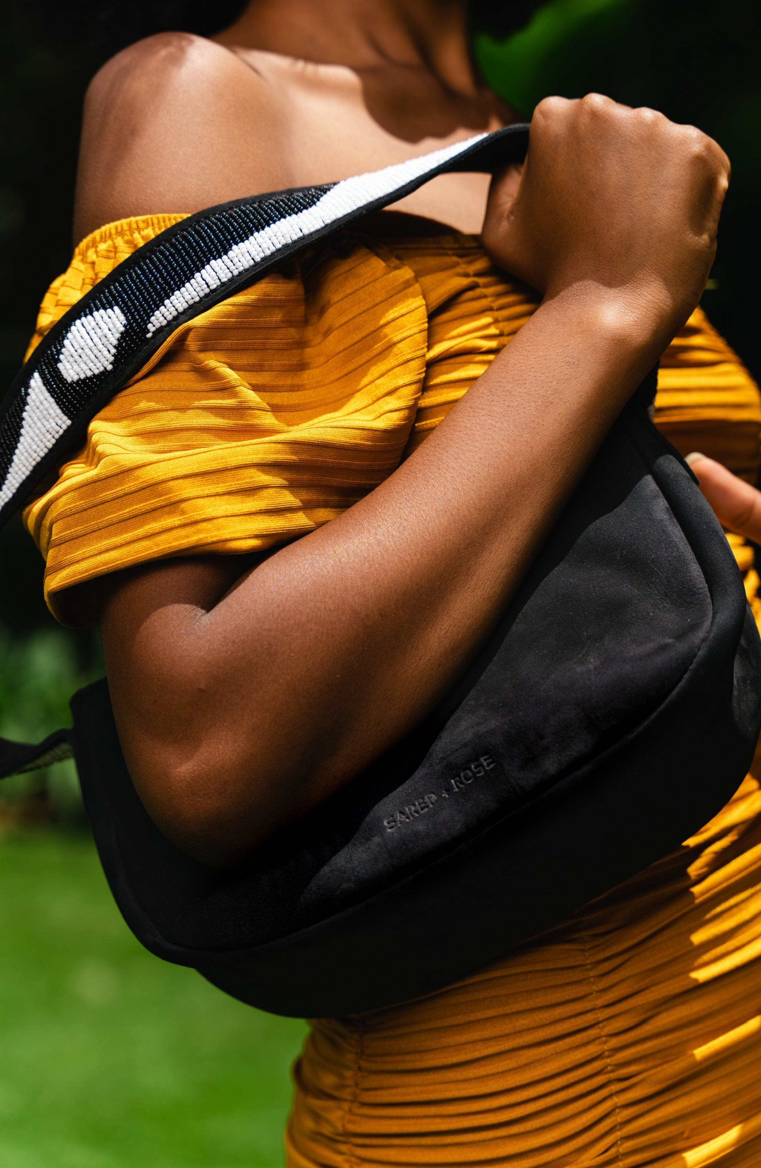 Sarep + Rose Hand-Beaded Shoulder Bag, Alternate, color, Black Nubuck