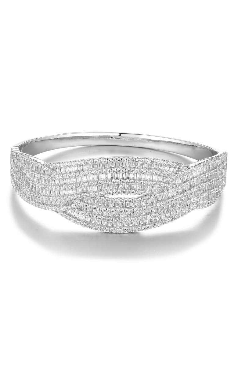 FZN Sterling Silver Cubic Zirconia Bangle Bracelet, Main, color, White