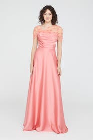 Theia Luella Shawl Draped Gown