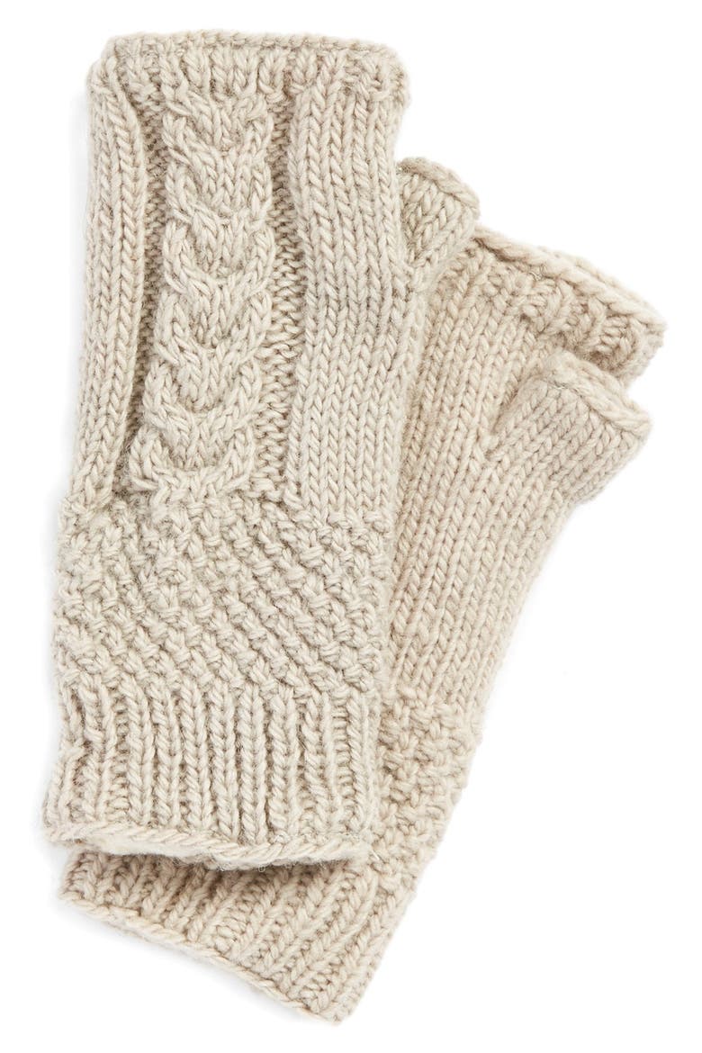 Nirvanna Designs Cable Knit Hand Warmers, Main, color, OATMEAL