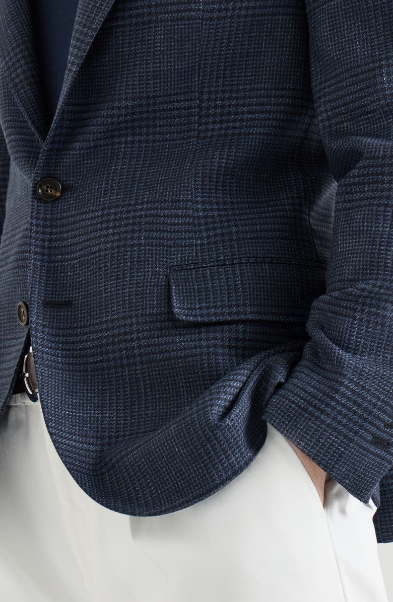 Brunello Cucinelli Prince of Wales deconstructed blazer, Alternate, color, Denim