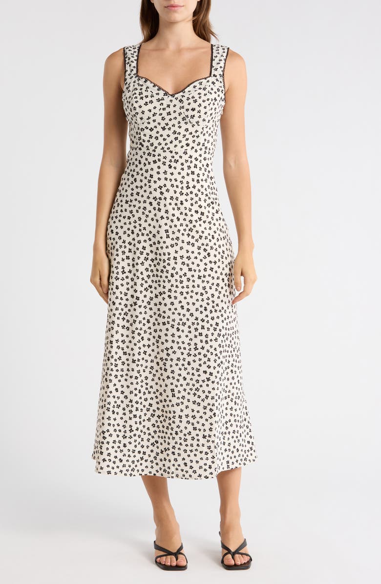 Blu Pepper Ditsy Floral Midi Dress, Main, color, Cream