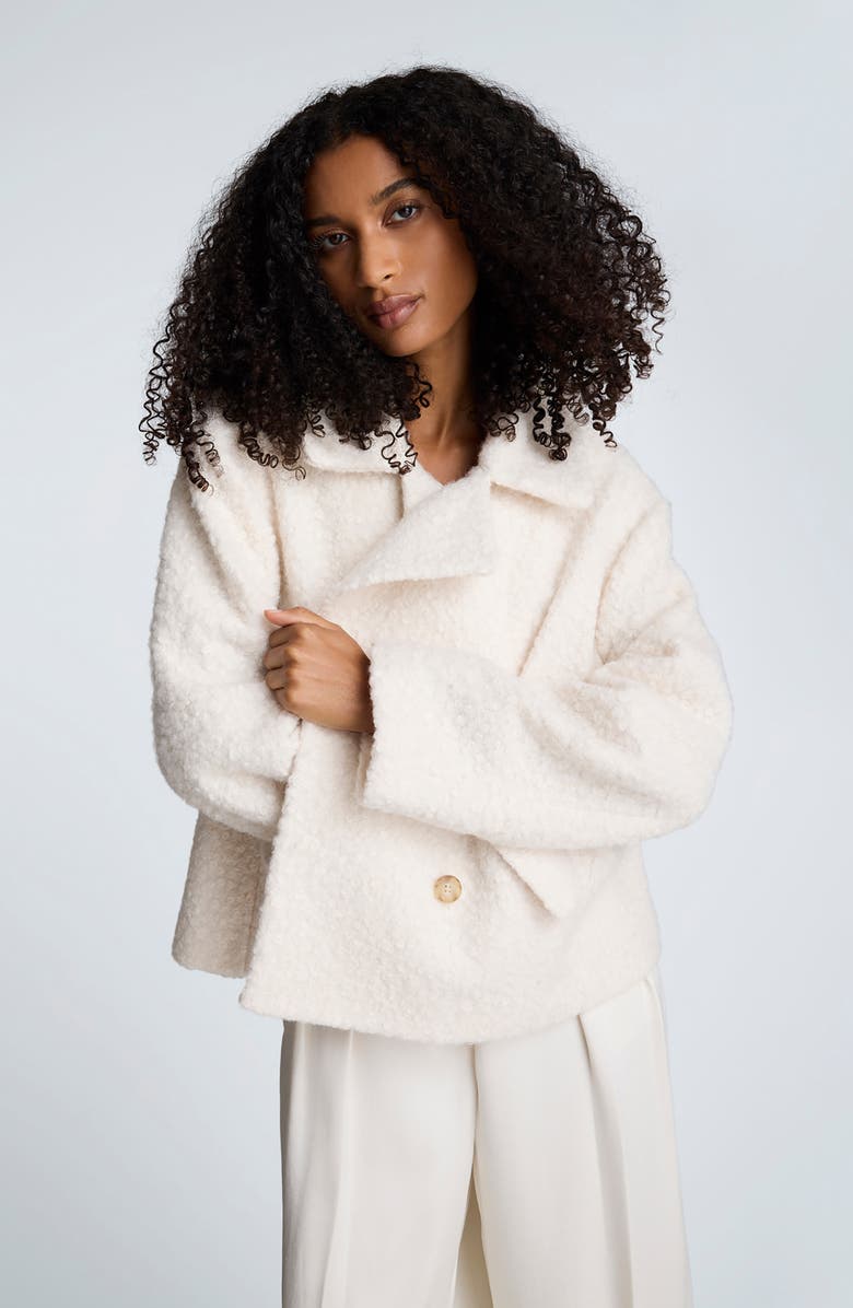 Kenneth Cole Bouclé Peacoat, Alternate, color, Oyster