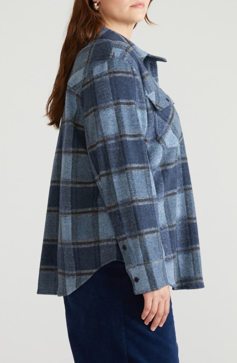 Universal Standard Maine Flannel Button-Up Shirt, Alternate, color, Heather Fog Blue Plaid