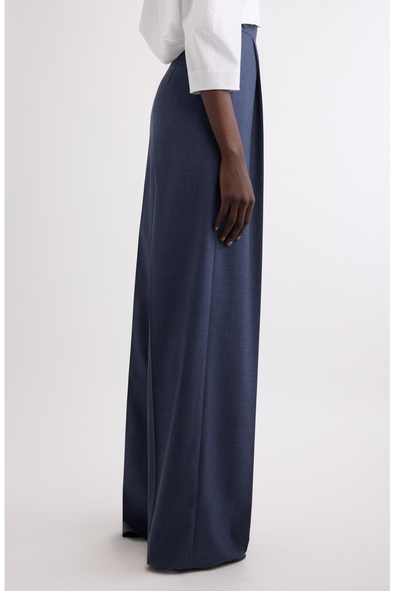 Pleated Wool Wide Leg Pants, Alternate, color, DENIM BLUE