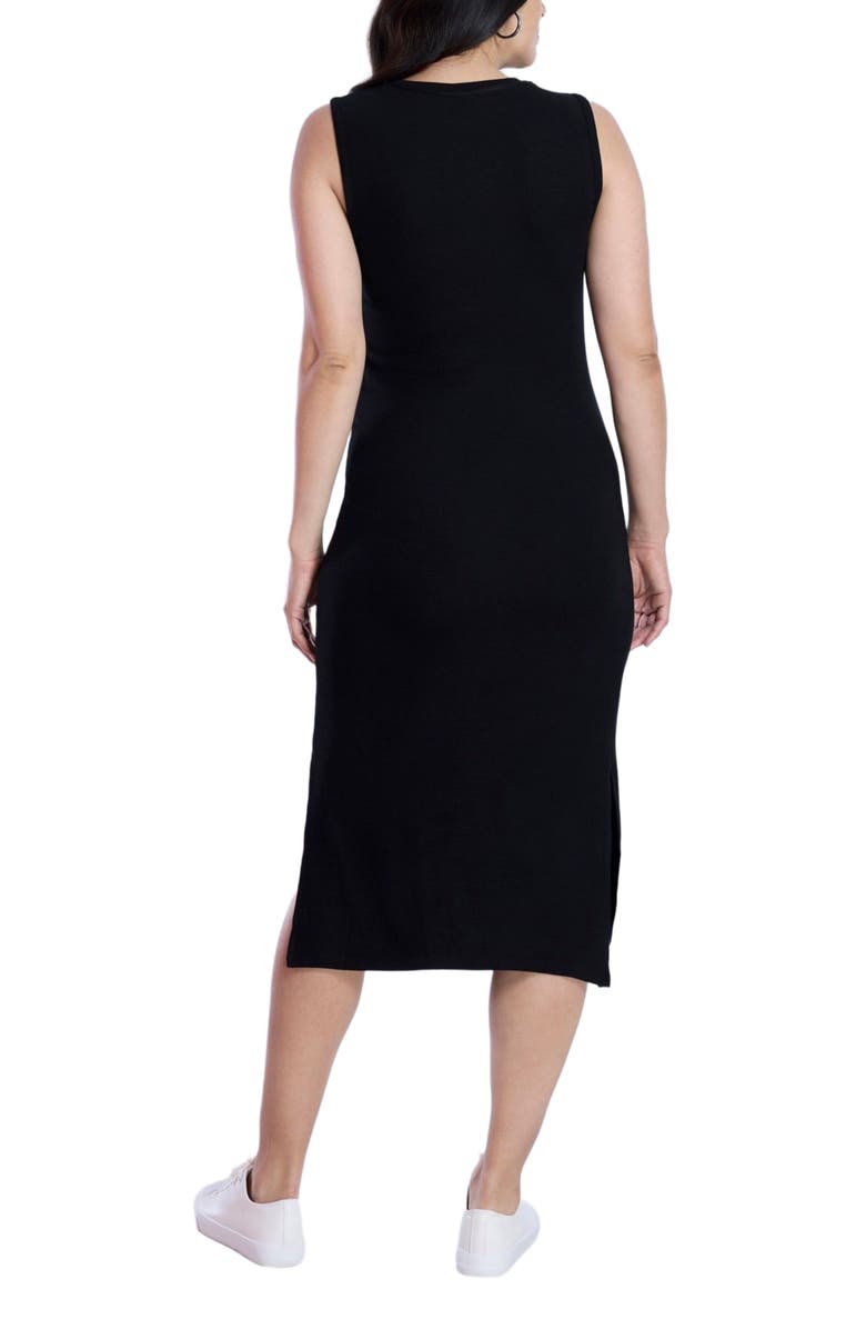 MOTHERHOOD MATERNITY Crew Neck Rib Knit Sleeveless Midi Dress, Alternate, color, Black