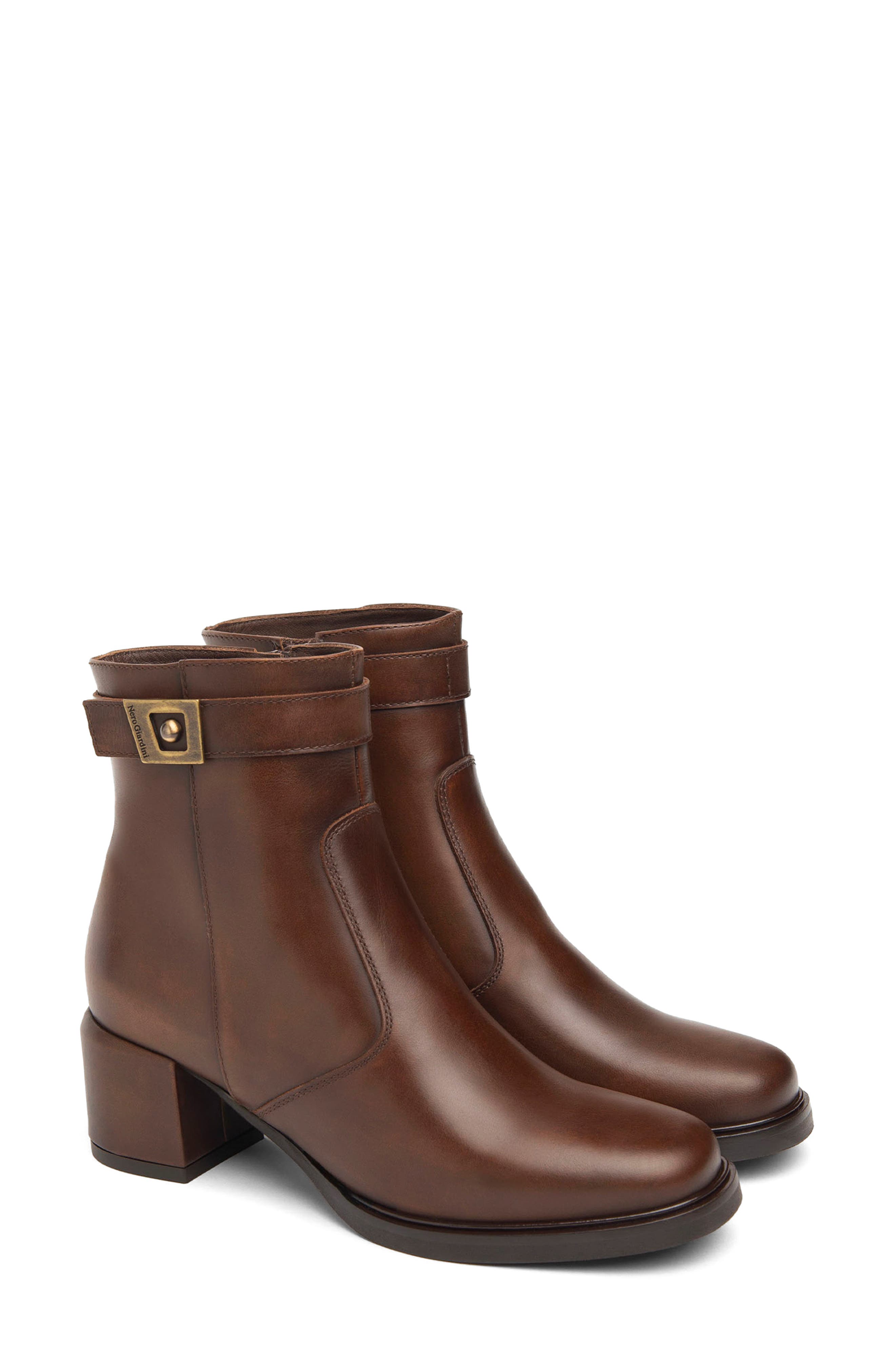 NeroGiardini Block Heel Bootie, Alternate, color, Cognac
