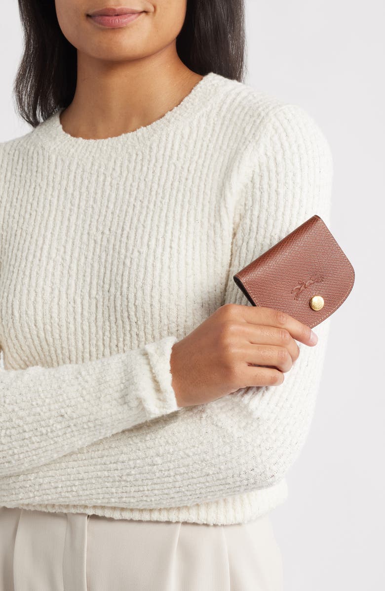 Longchamp Epure Leather Card Case, Alternate, color, Brown