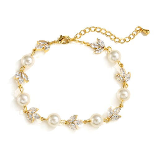 Untamed Petals Forever Pearl And Crystal Bracelet In Gold