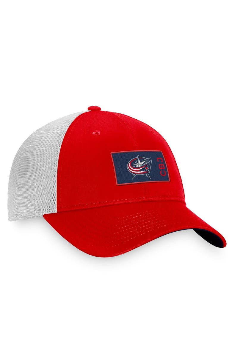FANATICS Men's Fanatics Branded Red/White Columbus Blue Jackets Authentic Pro Rink Trucker Snapback Hat, Alternate, color, Red