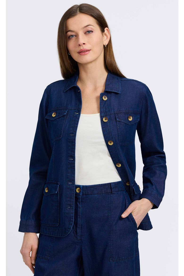 Stella Belted Denim Utility Jacket, Alternate, color, DARK WASH