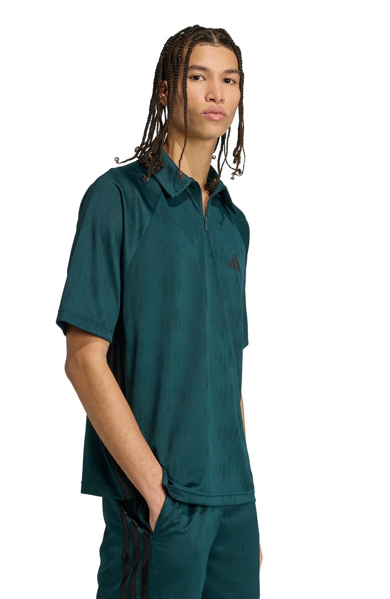 adidas Stadium Jacquard Polo, Alternate, color, Aurora Ivy/ Black