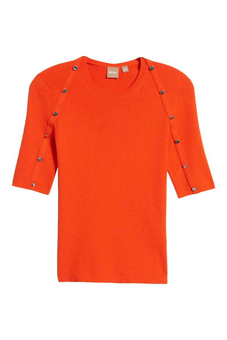 Famistosa Rib Button Accent Sweater, Alternate, color, ORANGE