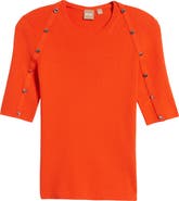 BOSS Famistosa Rib Button Accent Sweater