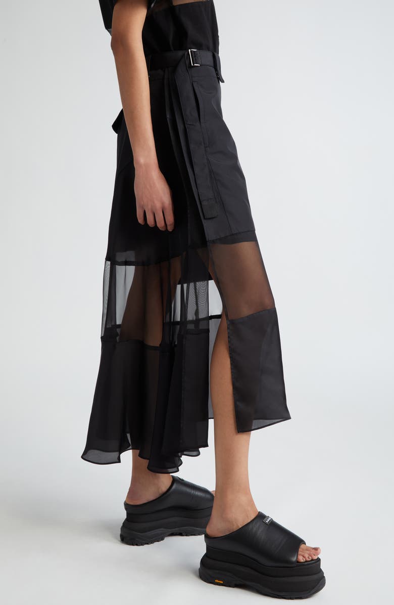 Sacai Mixed Media Belted Cargo Skirt, Alternate, color, 